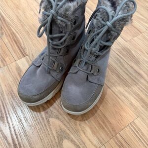 Sorel Gray Winter Boots with Faux Fur